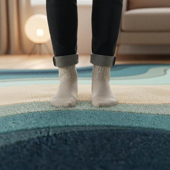 Translation missing: en.Teal Wavy Area Rug – Modern Coastal Sculpted Tuft Design Teppich
