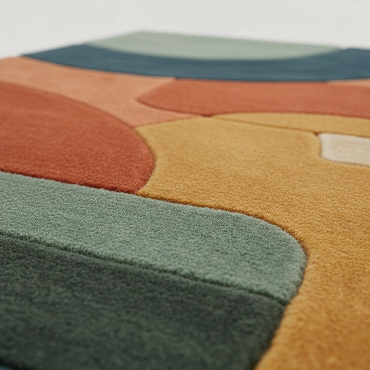 Translation missing: es.Terracotta Abstract Area Rug: Hand Tufted Modern Retro Design