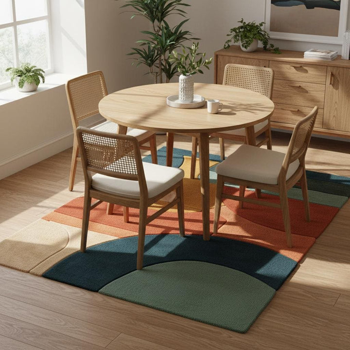 Translation missing: es.Terracotta Abstract Area Rug: Hand Tufted Modern Retro Design