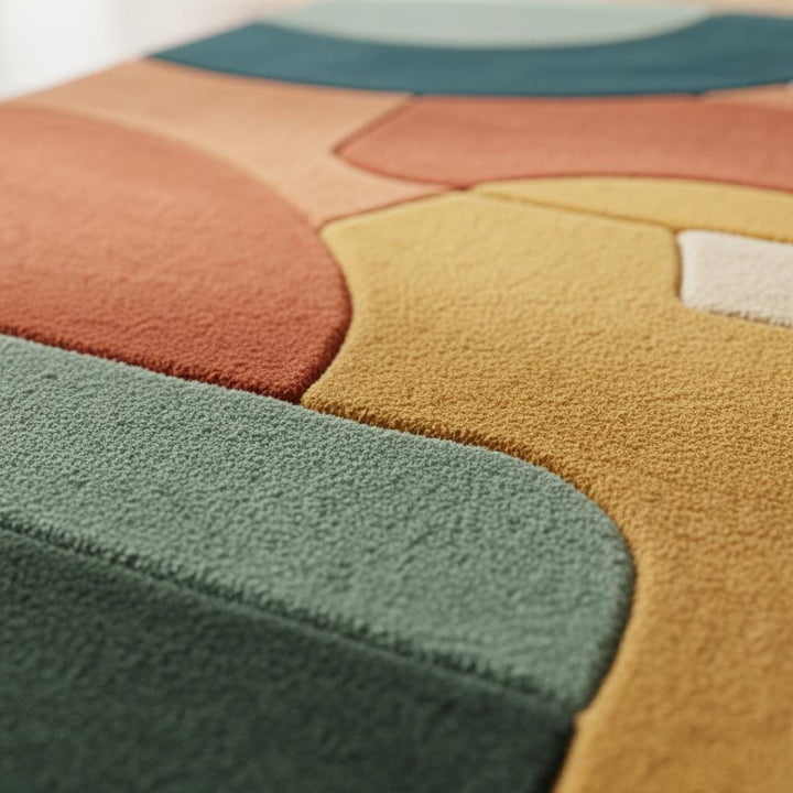 Translation missing: es.Terracotta Abstract Area Rug: Hand Tufted Modern Retro Design