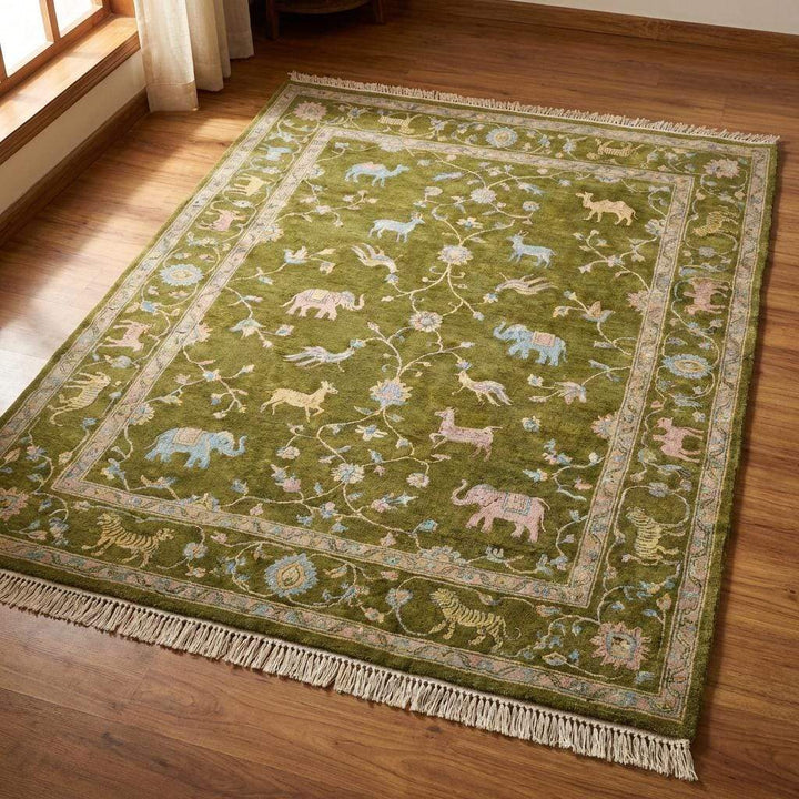 Translation missing: en.Persian style Tree of Life rug with botanical and animal storytelling design