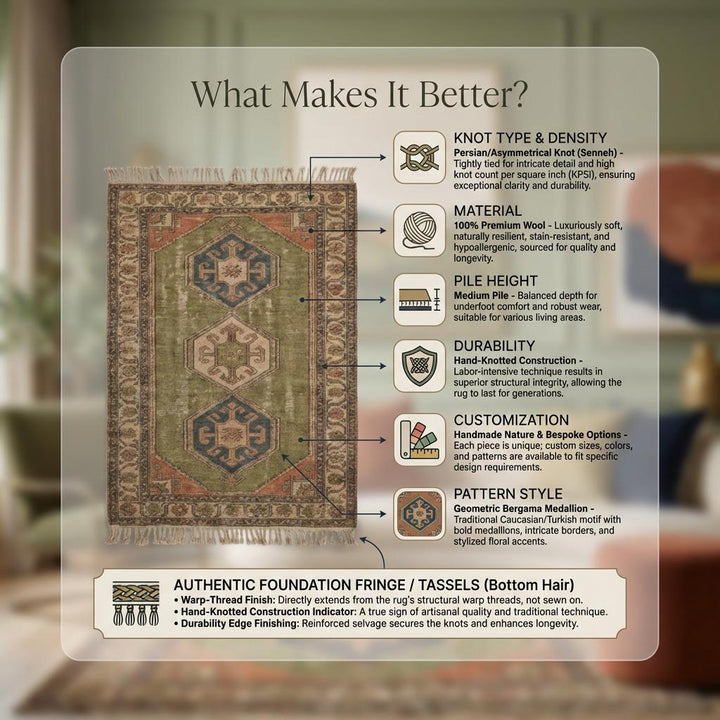 Translation missing: en.Tribal Hand Knotted Wool Rug Geometric Oushak Style Area