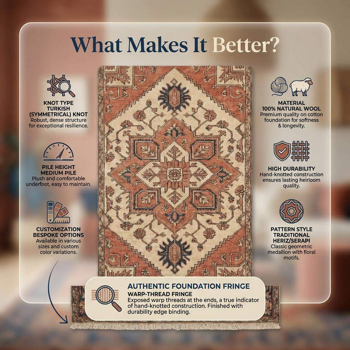 Translation missing: en.Tribal Oushak Hand Knotted Wool Area Rug Geometric Medallion