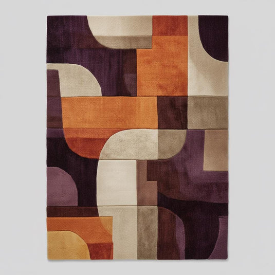 Translation missing: es.Retro area rug with colorful mid-century modern geometric pattern and soft plush texture