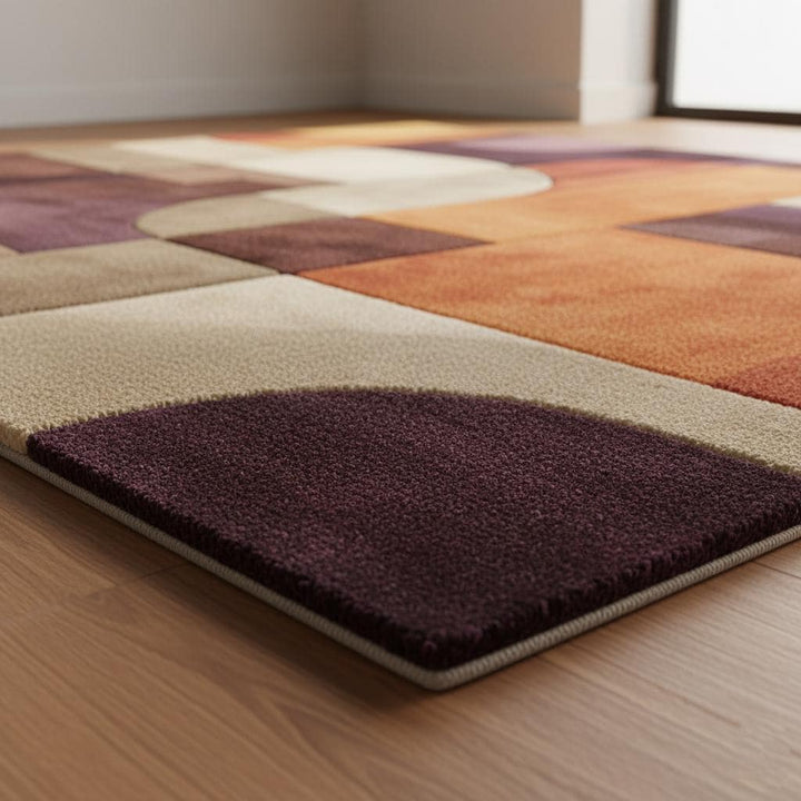 Translation missing: es.Retro area rug with soft plush texture and bold mid-century geometric design