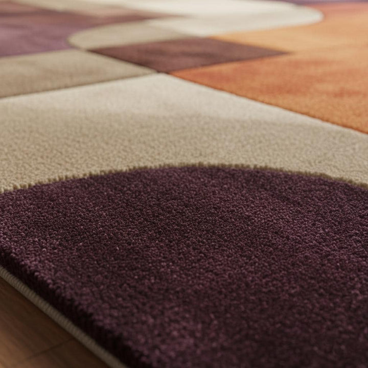 Translation missing: es.Retro area rug with bold mid-century geometric pattern and soft plush texture