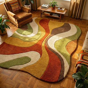Translation missing: fr.Lavender freeform rug with wavy edges and sculptural tufted design for living room
