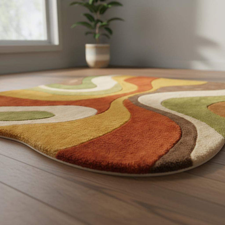 Translation missing: es.Tufted Rugs | Lavender Freeform Rug | Wavy Edge Purple Abstract Carpet | Sculptural Tufted Organic Shape Area Rug | Rugs For Living Room