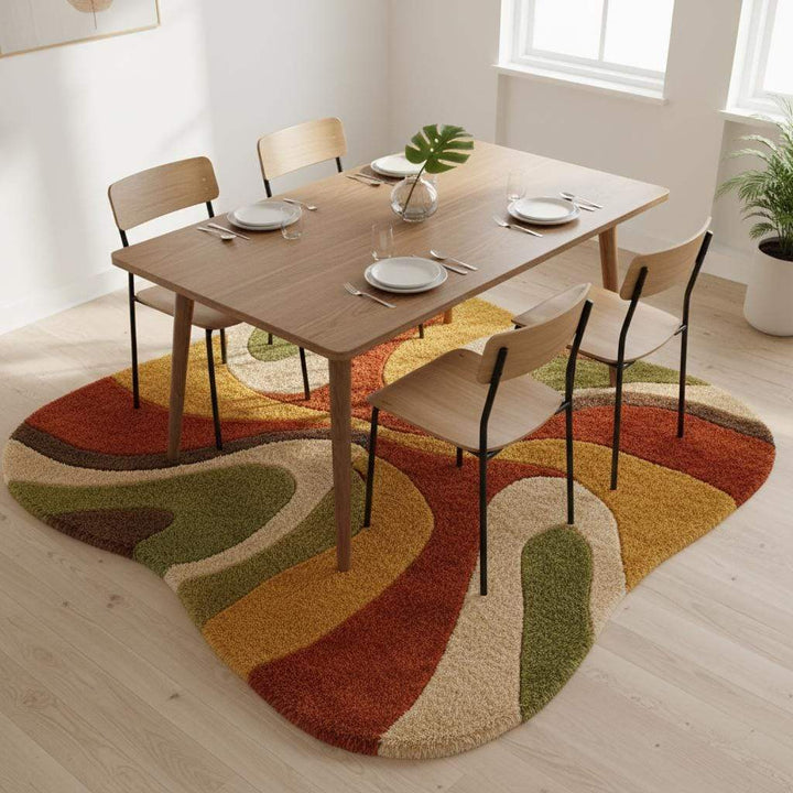 Translation missing: es.Tufted Rugs | Lavender Freeform Rug | Wavy Edge Purple Abstract Carpet | Sculptural Tufted Organic Shape Area Rug | Rugs For Living Room