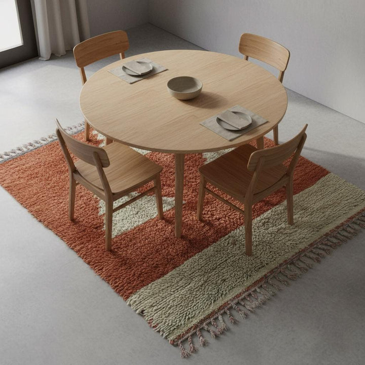 Translation missing: es.Vintage Berber Wool Rug – Terracotta Rust Cream Geometric Triangle Design