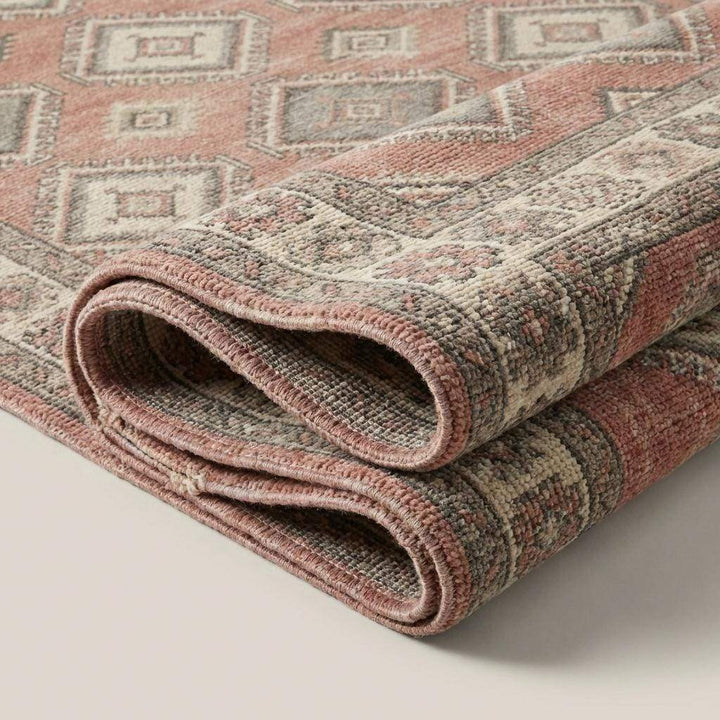 Translation missing: es.Vintage Oushak Geometric Area Rug, Hand Knotted Wool in Blush Sage