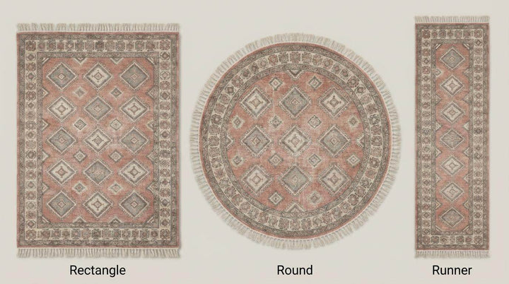 Translation missing: es.Vintage Oushak Geometric Area Rug, Hand Knotted Wool in Blush Sage