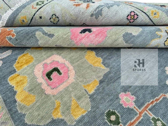 Translation missing: es.Vintage Oushak Green Area Rug Blueish Green Rug And Blue Gold Beige Rug Turkish Wool Area Rug, Living Room Rug, Bedroom Rug, Kids Room Rug