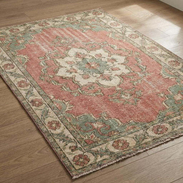 Translation missing: es.Low pile vintage hand knotted rug suitable for living room or bedroom decor