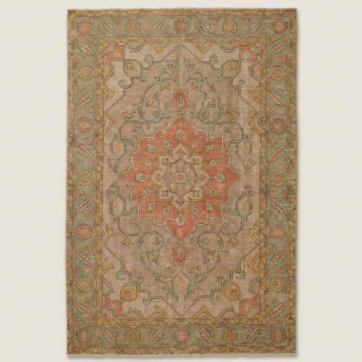 Translation missing: es.Vintage Oushak Hand Knotted Wool Area Rug With Floral Medallion