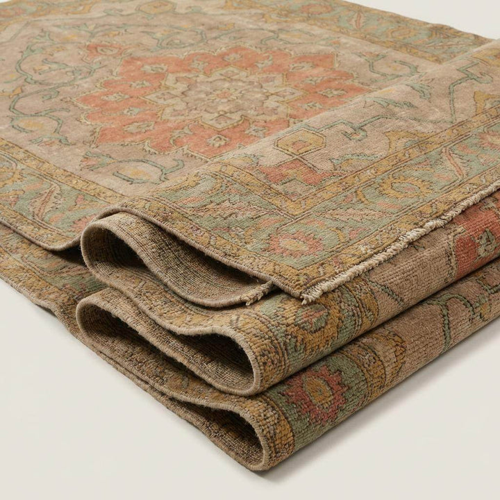 Translation missing: es.Vintage Oushak Hand Knotted Wool Area Rug With Floral Medallion
