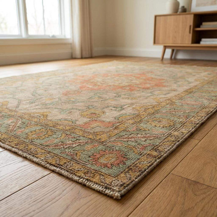 Translation missing: es.Vintage Oushak Hand Knotted Wool Area Rug With Floral Medallion