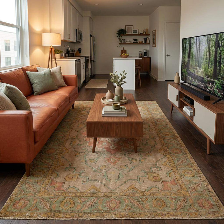 Translation missing: es.Vintage Oushak Hand Knotted Wool Area Rug With Floral Medallion