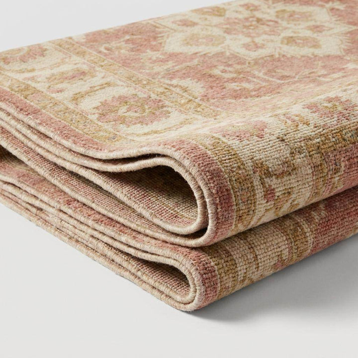 Translation missing: en.Vintage Oushak Hand Knotted Wool Rug in Soft Blush Pink