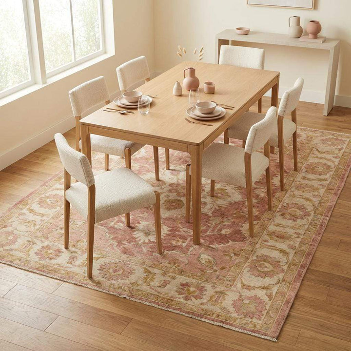 Translation missing: en.Vintage Oushak Hand Knotted Wool Rug in Soft Blush Pink