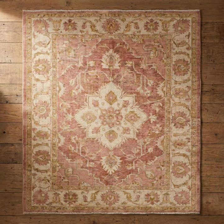 Translation missing: en.Vintage Oushak Hand Knotted Wool Rug in Soft Blush Pink