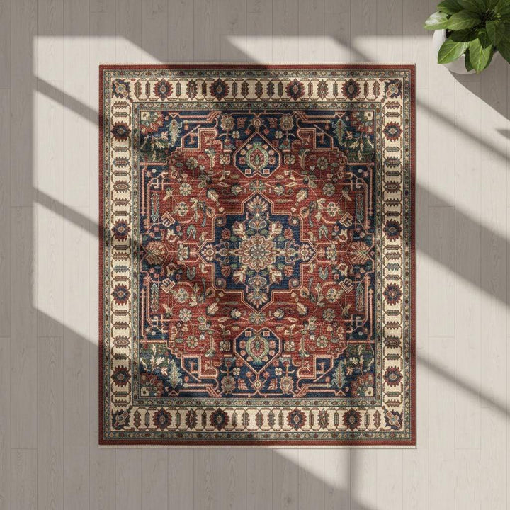 Translation missing: es.Vintage Style Red and Blue Persian Area Rug: Boho Bedroom Decor