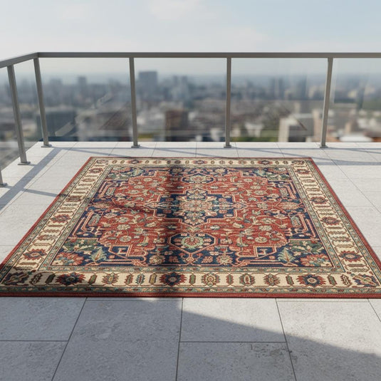 Translation missing: es.Vintage Style Red and Blue Persian Area Rug: Boho Bedroom Decor