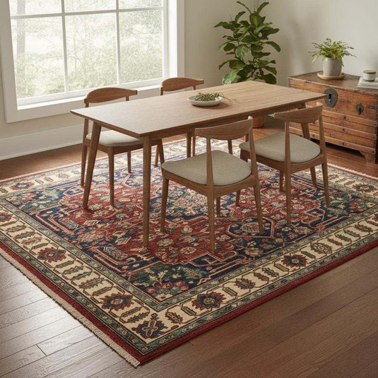 Translation missing: es.Vintage Style Red and Blue Persian Area Rug: Boho Bedroom Decor