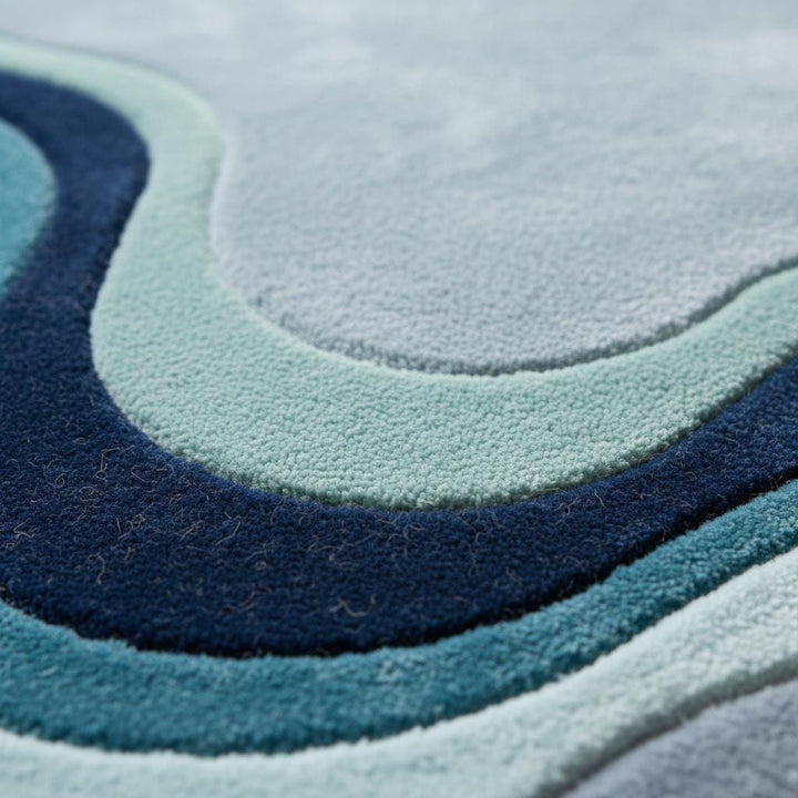 Translation missing: es.Wavy Abstract Rug • Irregular Shape, Modern Blue Accent Carpet