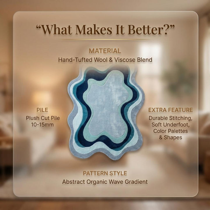 Translation missing: es.Wavy Abstract Rug • Irregular Shape, Modern Blue Accent Carpet