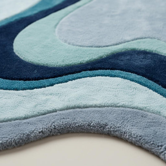 Translation missing: es.Wavy Abstract Rug • Irregular Shape, Modern Blue Accent Carpet