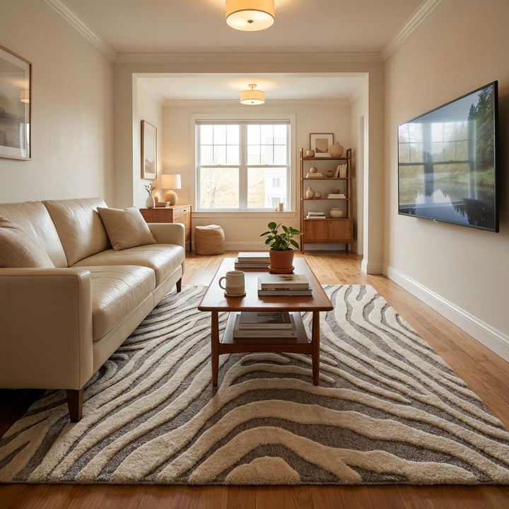 Translation missing: es.Zebra Hand Tufted Wool Modern Abstract Area Rug