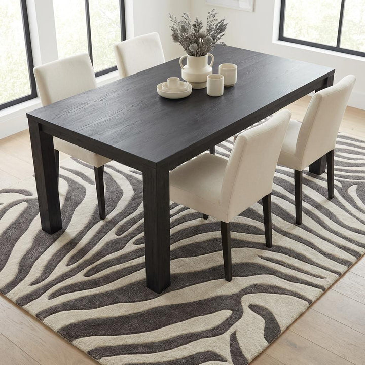 Translation missing: es.Zebra Print Hand Tufted Wool Rug, Modern Ivory Charcoal Area Rug for Living Room Bedroom, Bold Animal Pattern Floor Carpet