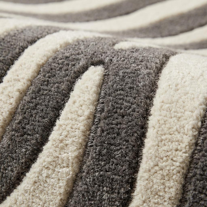 Translation missing: es.Zebra Print Hand Tufted Wool Rug, Modern Ivory Charcoal Area Rug for Living Room Bedroom, Bold Animal Pattern Floor Carpet