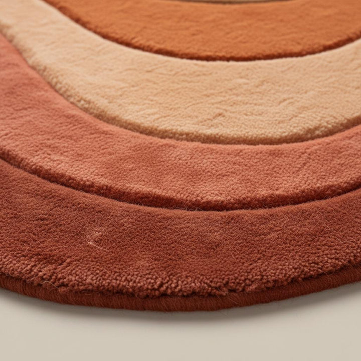 Translation missing: es.Wavy retro area rug with plush tufted texture and warm earth tones in sculpted organic shape