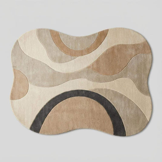 Translation missing: en.Hand tufted wool rug with organic shape and neutral tones for modern home decor