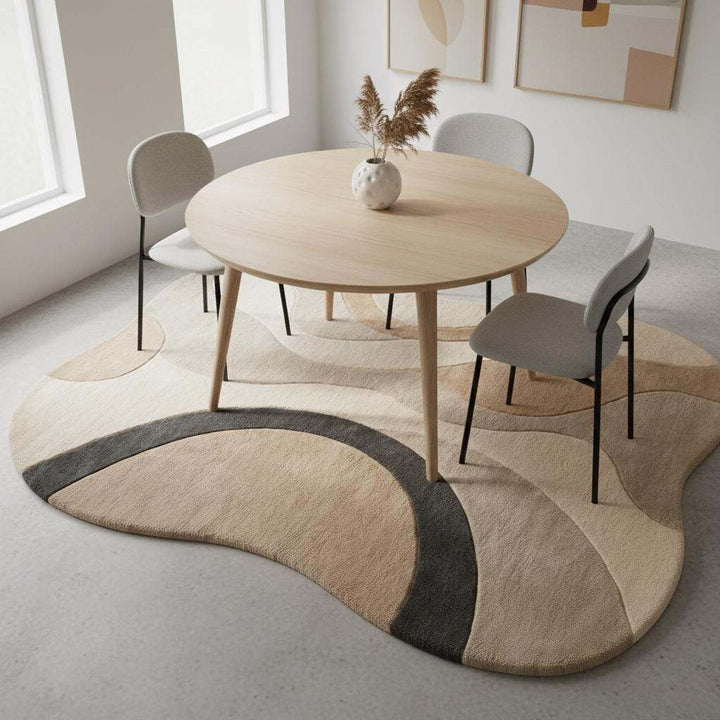 Translation missing: en.Hand tufted wool rug with organic shape and neutral tones for modern home decor