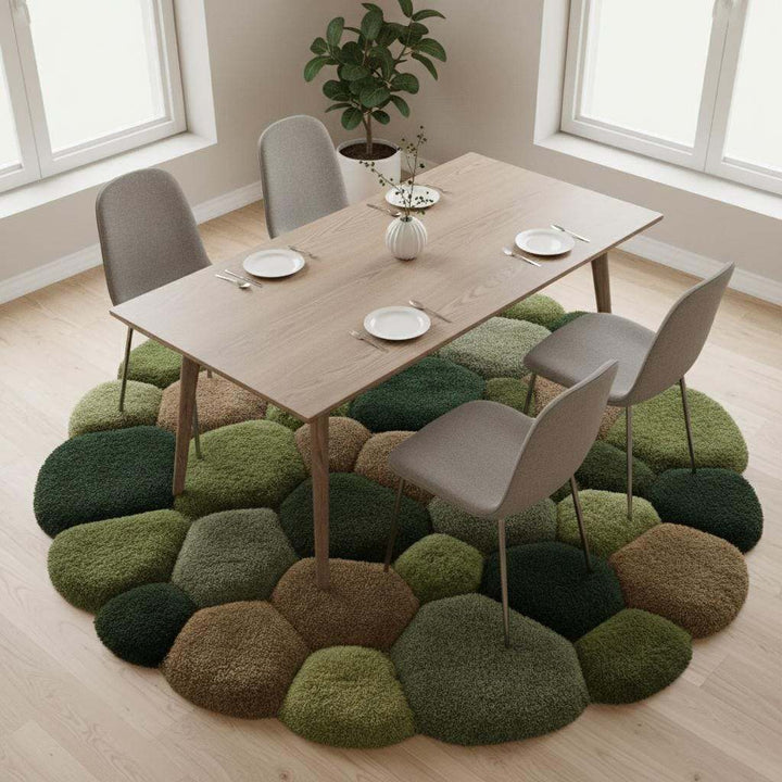Translation missing: en.Soft textured moss rug with 3D pebble design for modern organic home decor