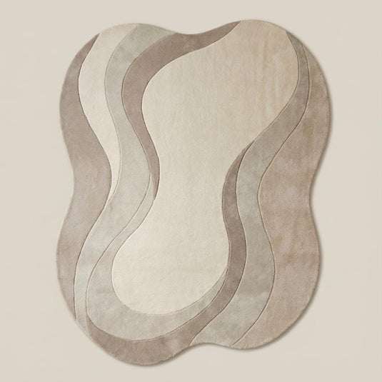 Translation missing: es.Neutral wavy area rug with curved abstract design and plush sculpted texture for modern living rooms