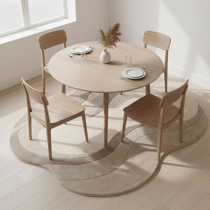 Translation missing: es.Neutral wavy area rug with curved abstract design and plush texture