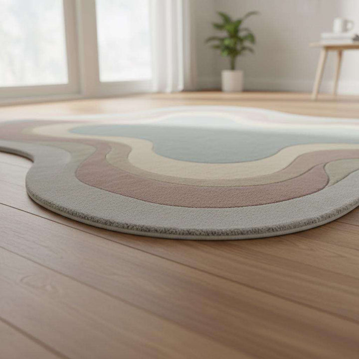 Translation missing: en.Hand-tufted handmade wool rug with organic shape and soft plush texture for living room decor