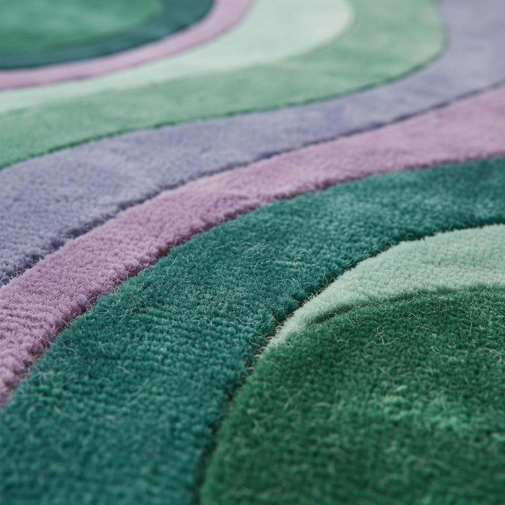 Translation missing: en.Modern wavy area rug with retro green and purple abstract pattern, plush durable carpet for living rooms and bedrooms