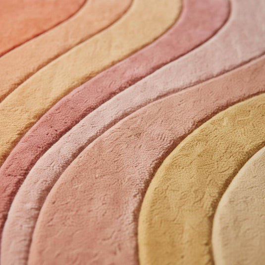 Translation missing: es.Close-up detail of a handmade tufted rug showing textured wool and stitching