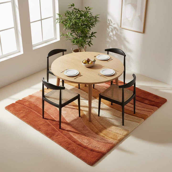 Translation missing: en.Mid century modern rug with sculpted wave design in earth tones and plush texture