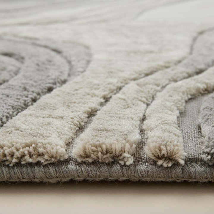 Translation missing: en.Neutral modern abstract rug with organic contour pattern and plush texture
