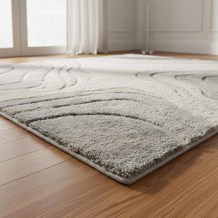 Translation missing: en.Modern abstract rug with neutral tones and organic contour pattern for Scandinavian decor