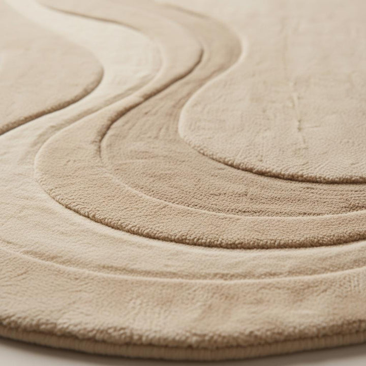 Translation missing: en.Close-up detail of a handmade tufted rug showing textured wool and stitching