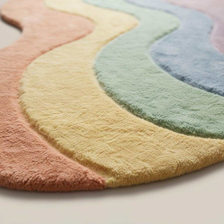 Translation missing: en.Modern pastel abstract rug with plush shag texture and organic shape