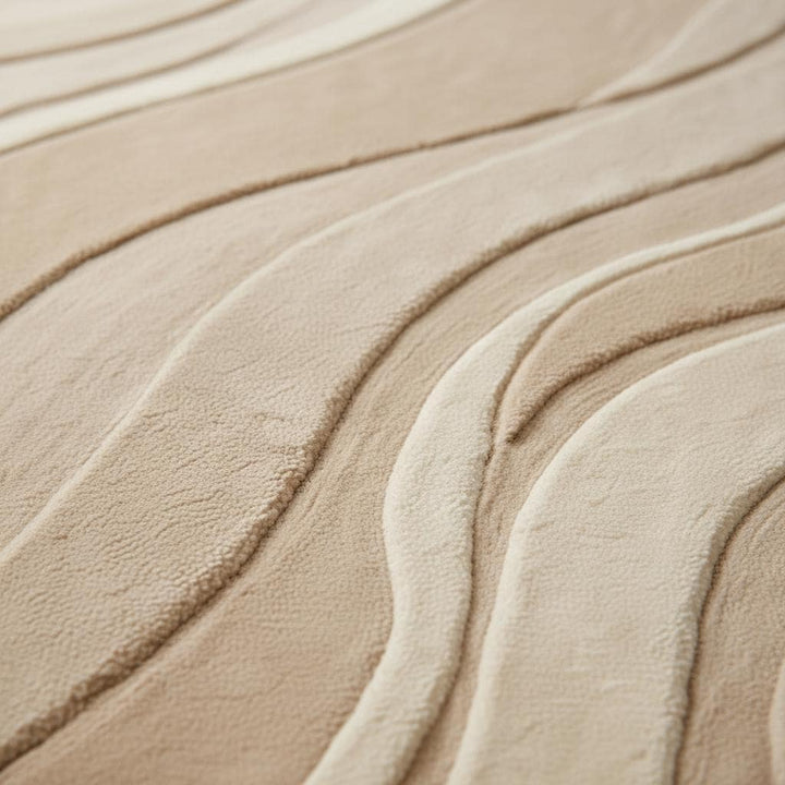 Translation missing: en.Modern neutral area rug with plush beige pile and carved wave texture for minimalist and Scandinavian decor