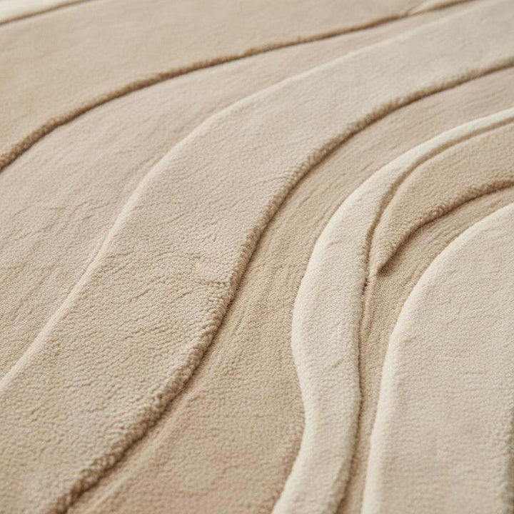 Translation missing: es.Modern neutral area rug with carved wave texture in beige for living room decor